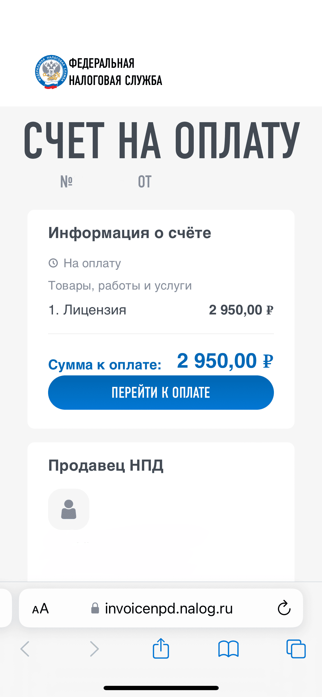Изображение формы оплаты через платёжного агента